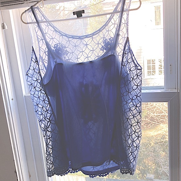 Lace Shell w/ Under Layer, New Directions, Light Blue - Picture 7 of 7